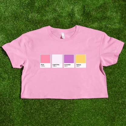 Pantone pride flag - Rainbow, Trans, Non-binary, Lesbian, Sapphic, Pan, Bi, Ace, Aro - crop tee