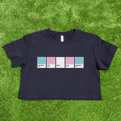 Pantone pride flag - Rainbow, Trans, Non-binary, Lesbian, Sapphic, Pan, Bi, Ace, Aro - crop tee