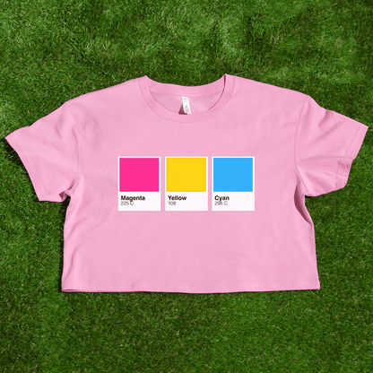 Pantone pride flag - Rainbow, Trans, Non-binary, Lesbian, Sapphic, Pan, Bi, Ace, Aro - crop tee