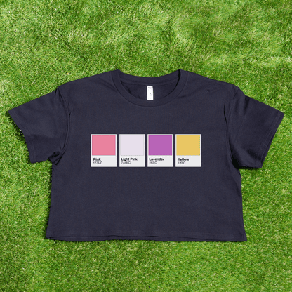 Pantone pride flag - Rainbow, Trans, Non-binary, Lesbian, Sapphic, Pan, Bi, Ace, Aro - crop tee