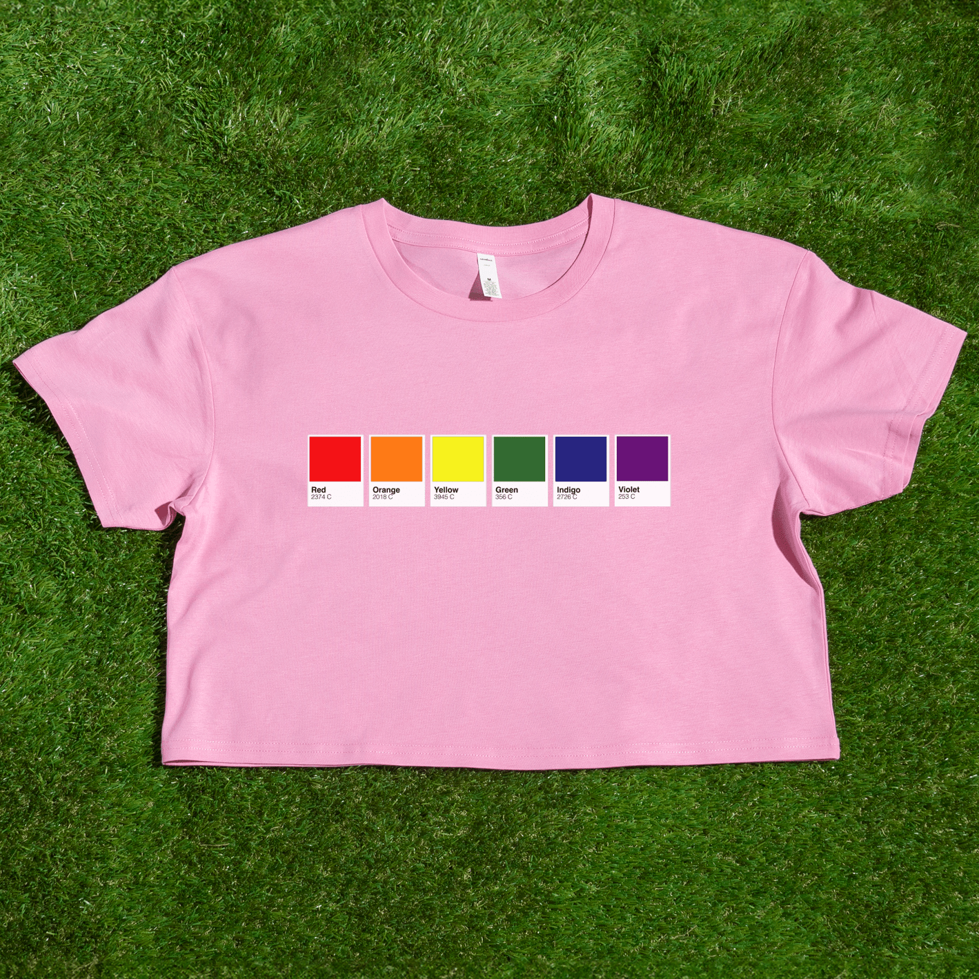 Pantone pride flag - Rainbow, Trans, Non-binary, Lesbian, Sapphic, Pan, Bi, Ace, Aro - crop tee