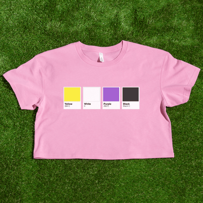 Pantone pride flag - Rainbow, Trans, Non-binary, Lesbian, Sapphic, Pan, Bi, Ace, Aro - crop tee