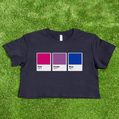 Pantone pride flag - Rainbow, Trans, Non-binary, Lesbian, Sapphic, Pan, Bi, Ace, Aro - crop tee