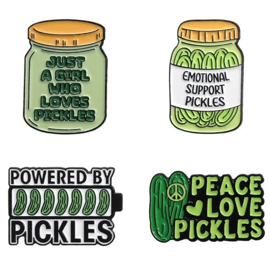 Pickle jar badges for pickle fans. Trans femme, transgirl, transwoman. HRT funny pins