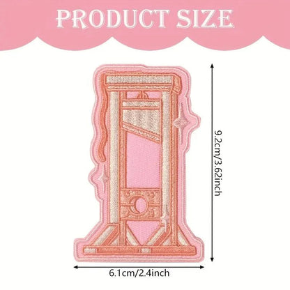 Pink Guillotine - Embroidered Iron On Patch
