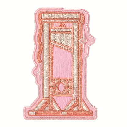 Pink Guillotine - Embroidered Iron On Patch Pink guillotine embroidered iron on patch