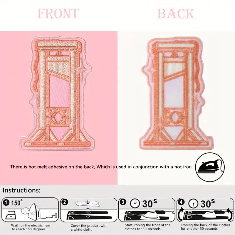Pink Guillotine - Embroidered Iron On Patch