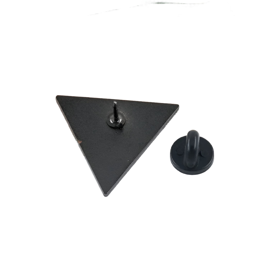 Pink Triangle lgtbiq safety, pride and ally badge