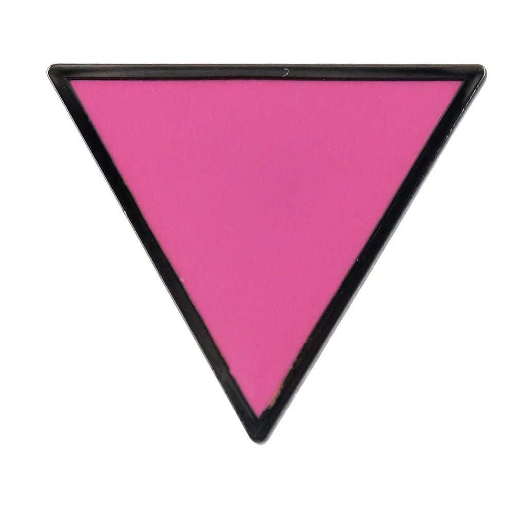 Pink Triangle lgtbiq safety, pride and ally badge