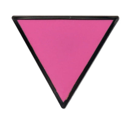 Pink Triangle lgtbiq safety, pride and ally badge