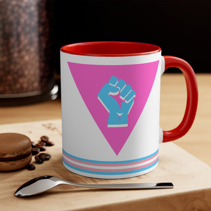Pink Triangle trans pride resistance - colourful accent mug