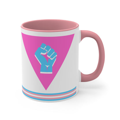 Pink Triangle trans pride resistance - colourful accent mug