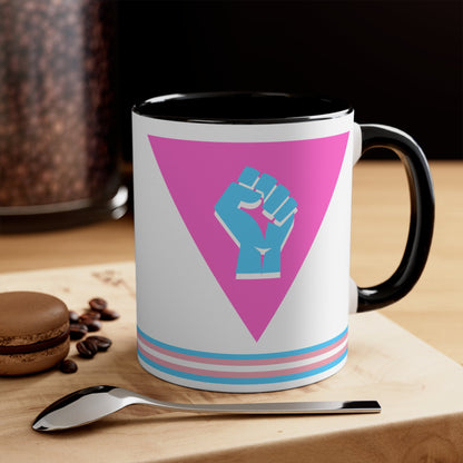 Pink Triangle trans pride resistance - colourful accent mug