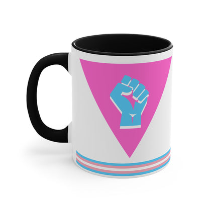 Pink Triangle trans pride resistance - colourful accent mug