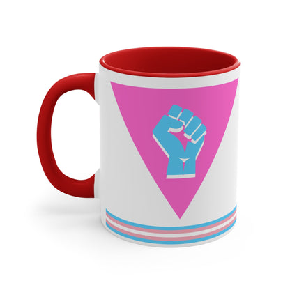 Pink Triangle trans pride resistance - colourful accent mug