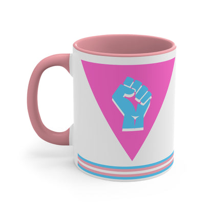Pink Triangle trans pride resistance - colourful accent mug