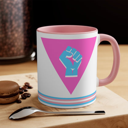 Pink Triangle trans pride resistance - colourful accent mug