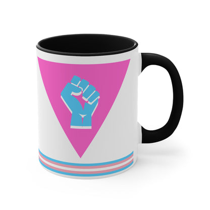Pink Triangle trans pride resistance - colourful accent mug