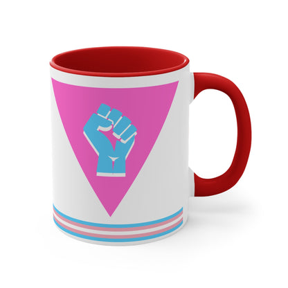 Pink Triangle trans pride resistance - colourful accent mug