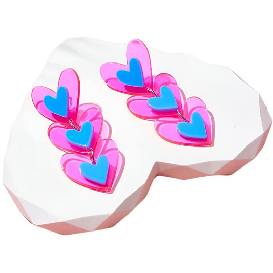 Trans pride Pink and blue heart shaped drop earrings 