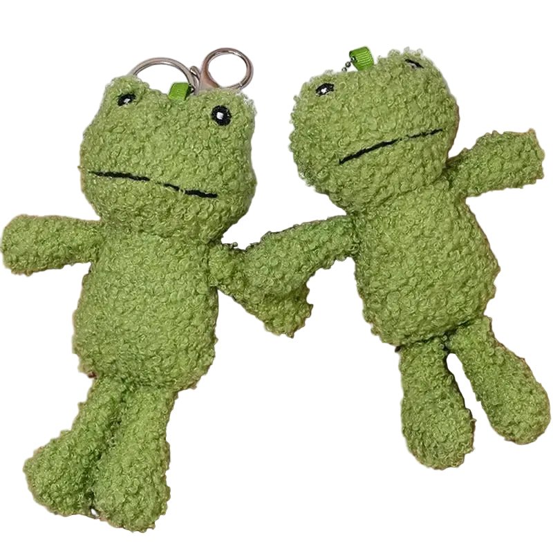 Cute green plush frog keychain bag charm