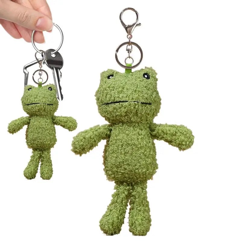 Cute green plush frog keychain bag charm