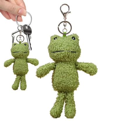 Cute green plush frog keychain bag charm