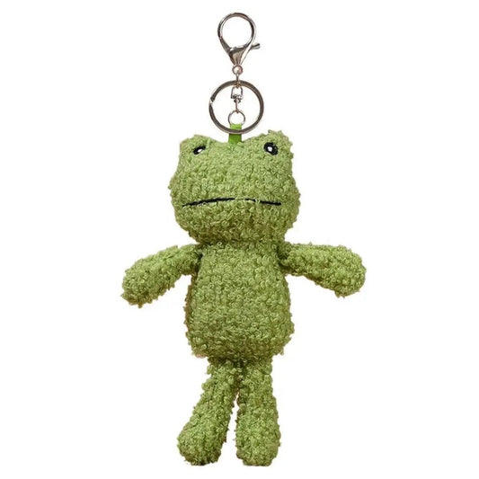 Cute green plush frog keychain bag charm as seen at Dangerfield
