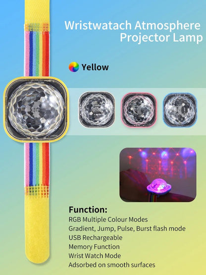 Portable re-chargeable LED Disco Light with rainbow strap