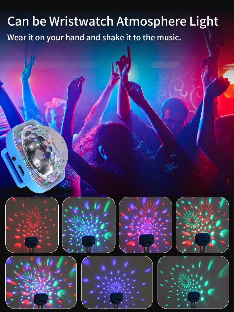 Portable re-chargeable LED Disco Light with rainbow strap