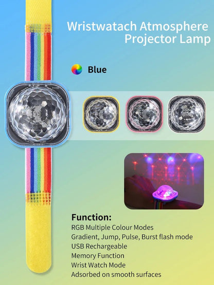 Portable re-chargeable LED Disco Light with rainbow strap