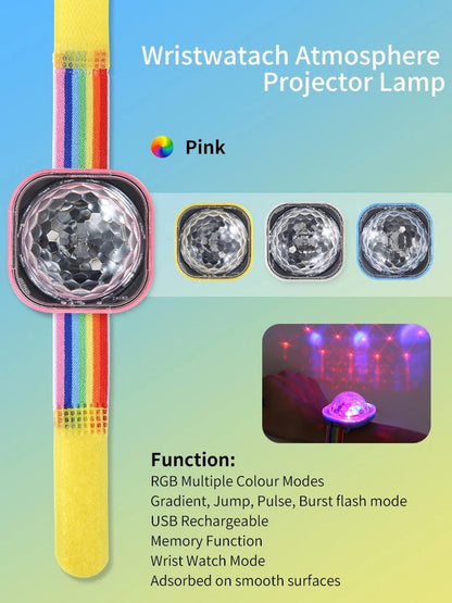 Portable re-chargeable LED Disco Light with rainbow strap