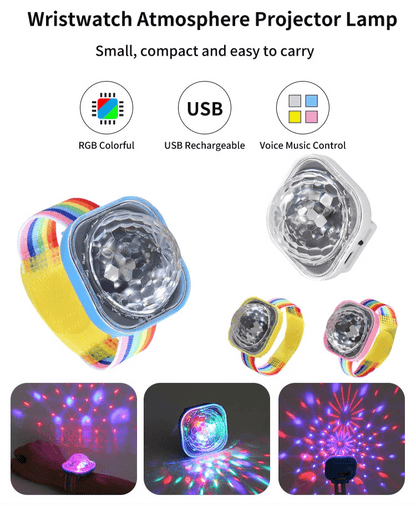 Portable re-chargeable LED Disco Light with rainbow strap