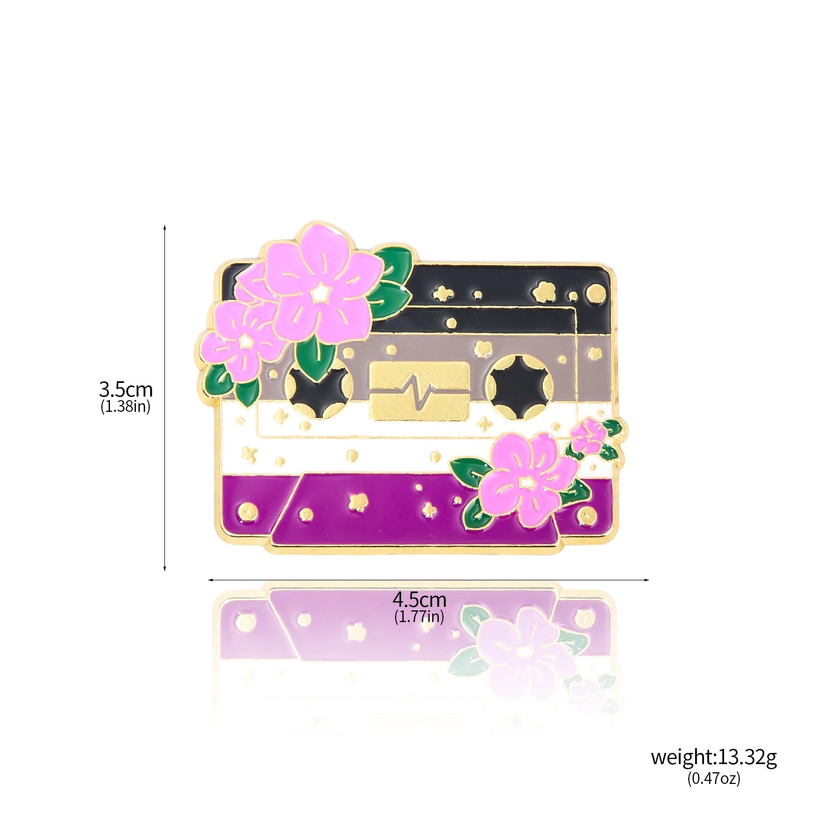 Pride Flag Cassette Tape - enamel pin - 10 flags Asexual