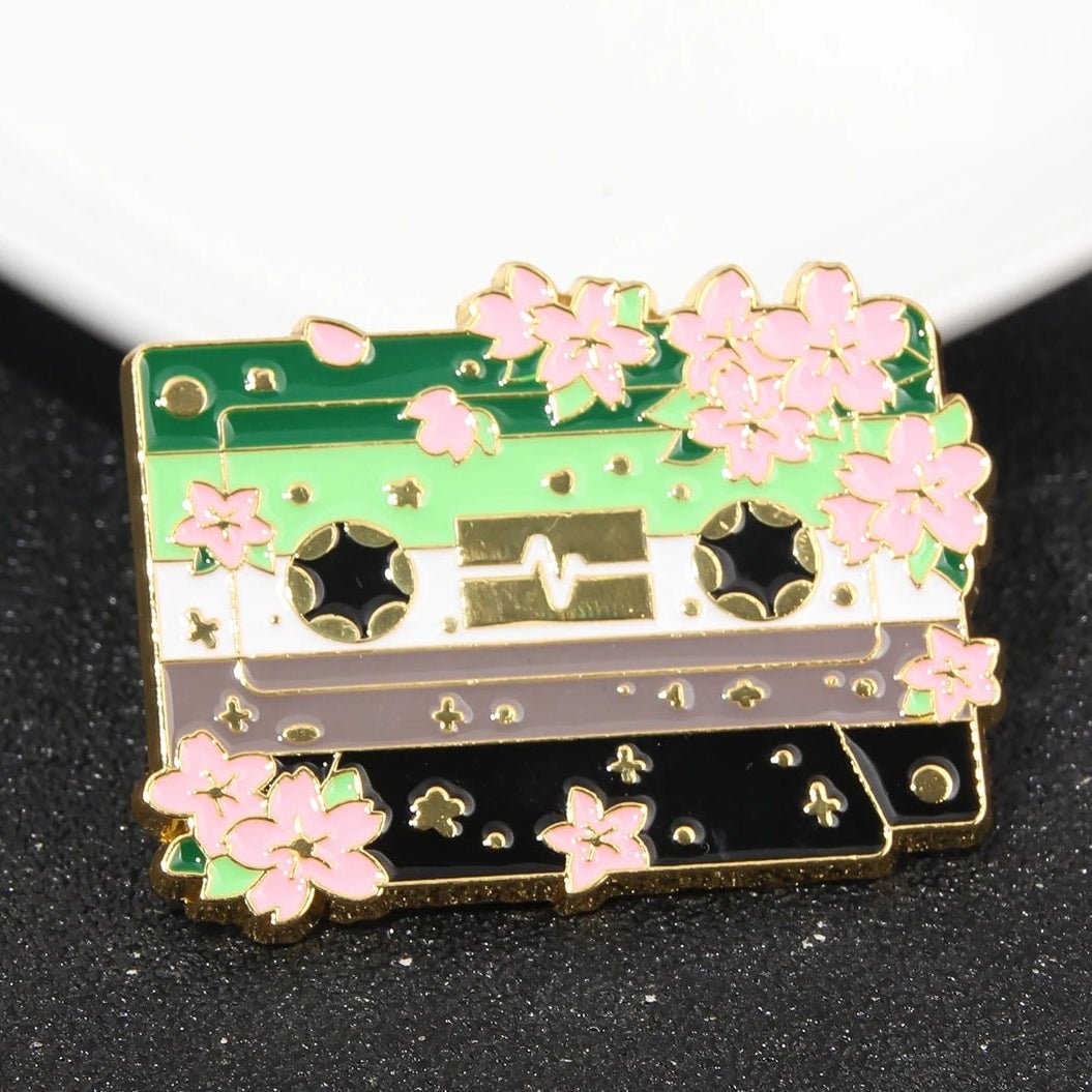 Pride Flag Cassette Tape - enamel pin - 10 flags