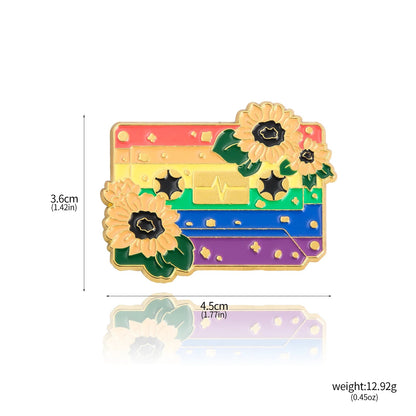 Pride Flag Cassette Tape - enamel pin - 10 flags Rainbow