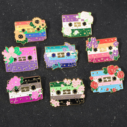 Pride Flag Cassette Tape - enamel pin - 10 flags