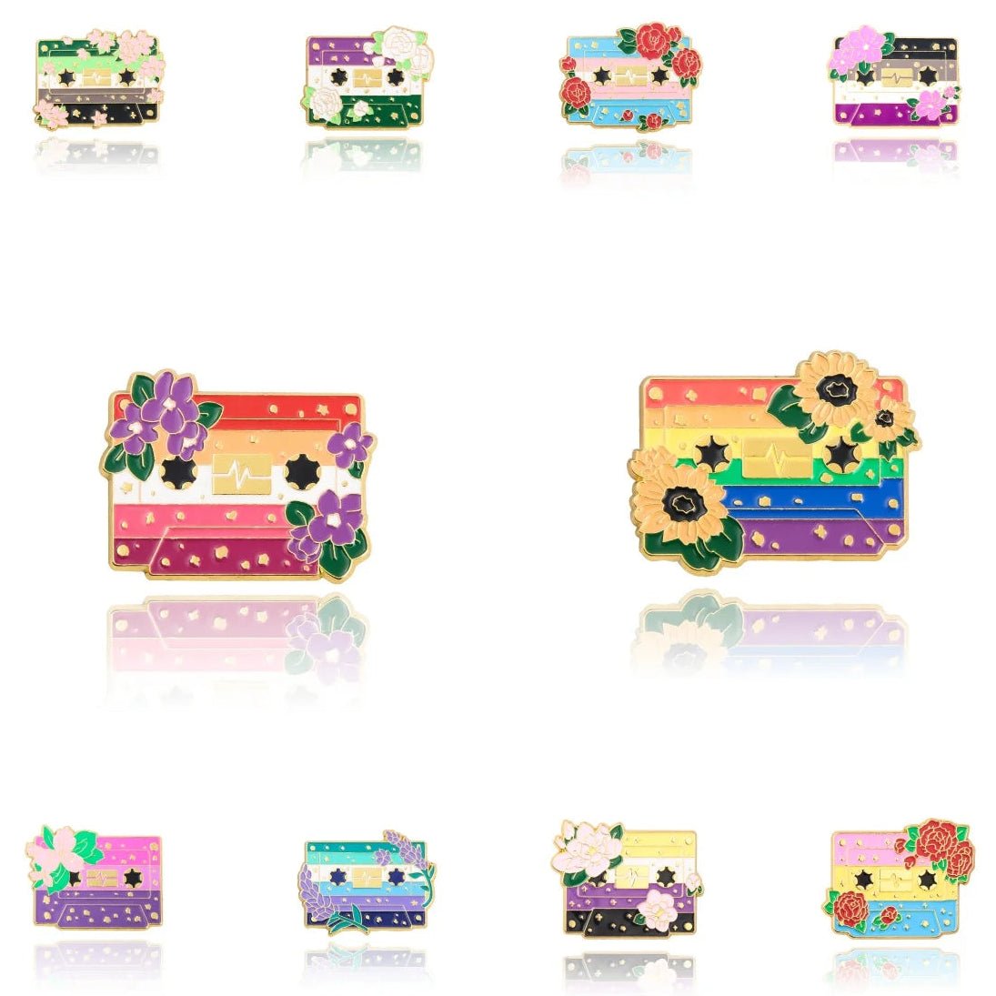 Pride Flag Cassette Tape - enamel pin - 10 flags Set Of 10