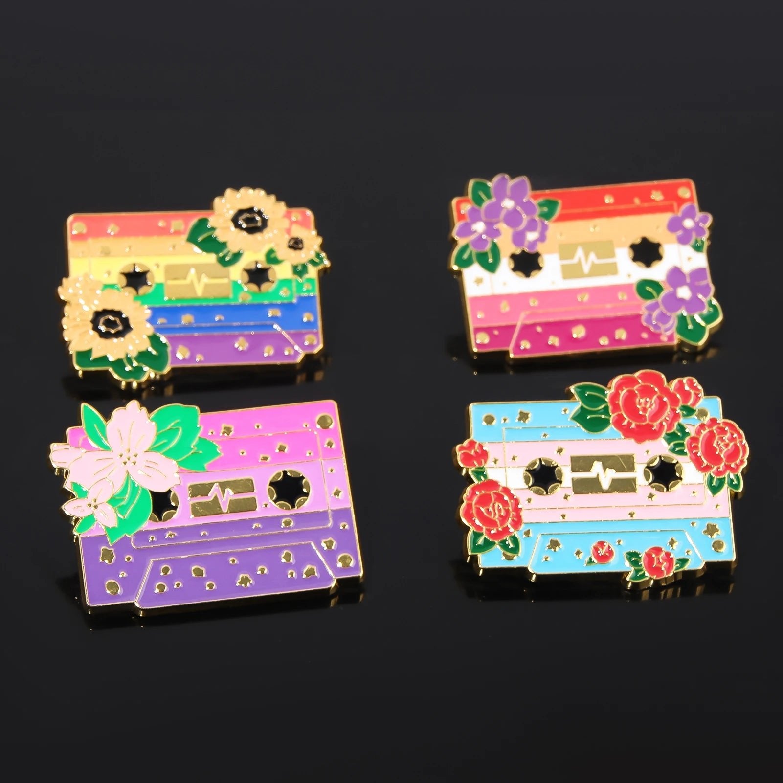 Pride Flag Cassette Tape - enamel pin - 10 flags