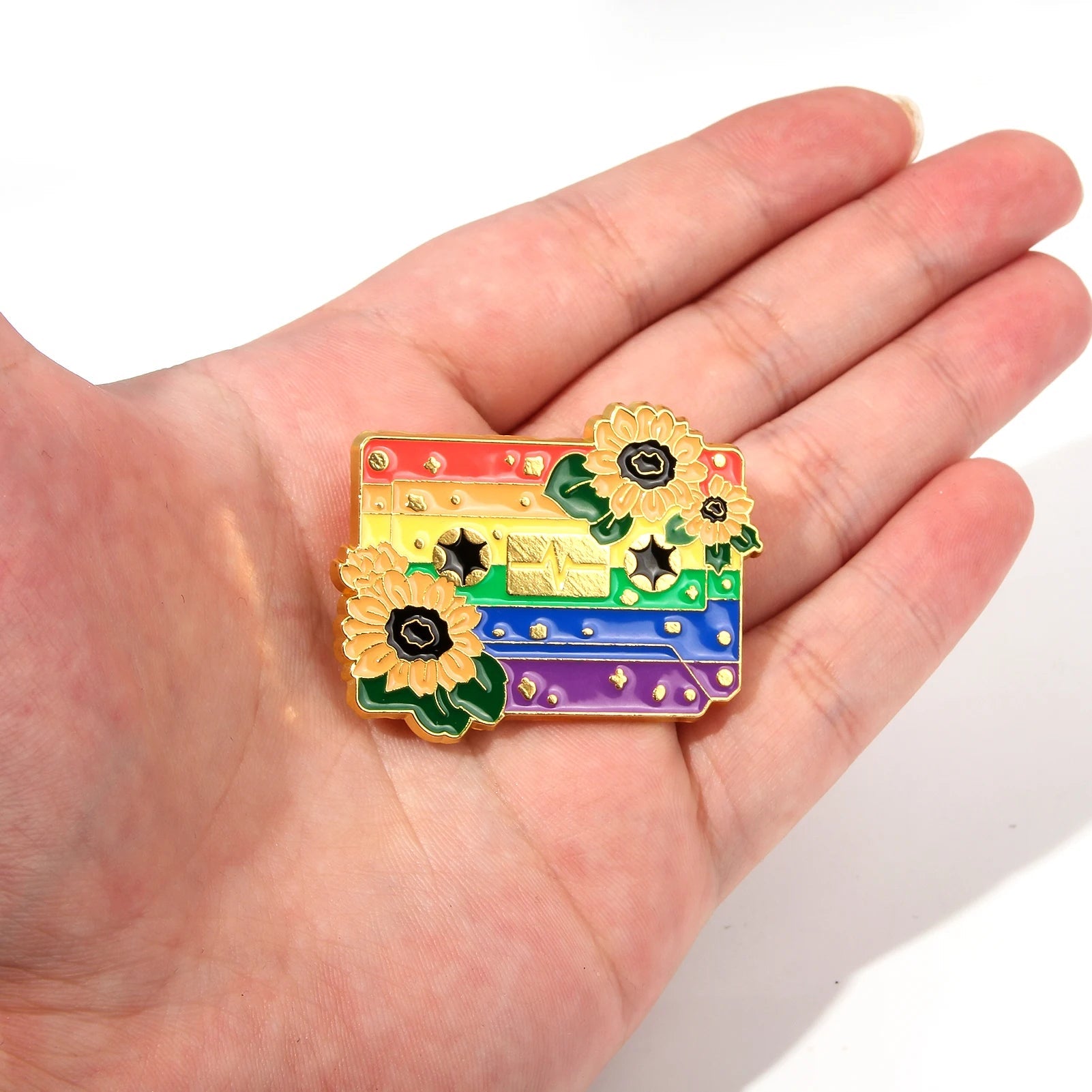 Pride Flag Cassette Tape - enamel pin - 10 flags