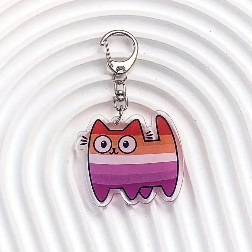 Lesbian Pride Flag Cat Keyring