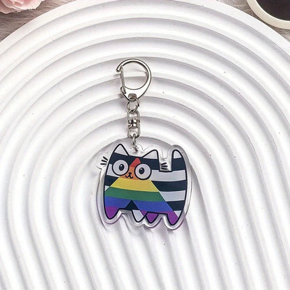 Pride Flag Cat - acrylic keyring or bag charm