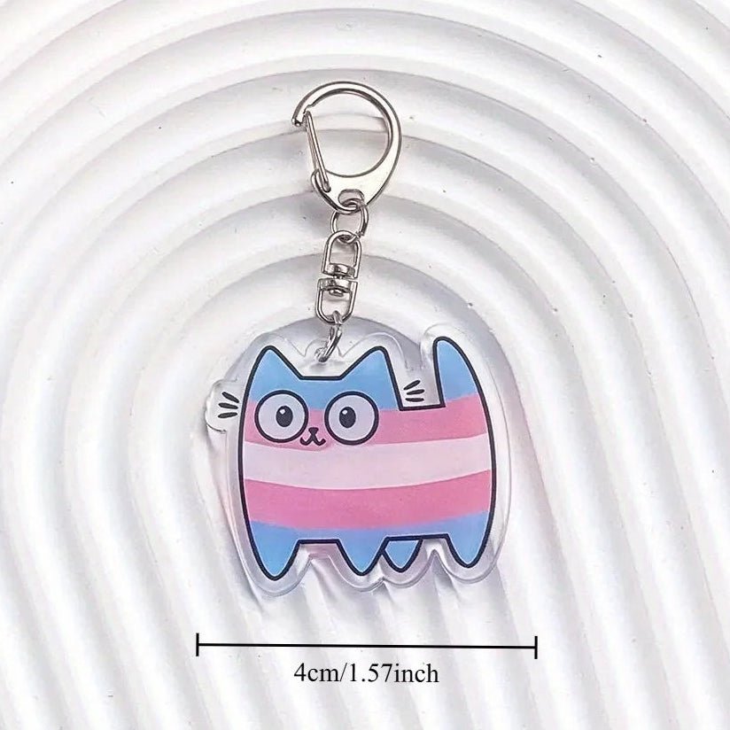 Transgender pride flag cat-shaped keychain 4cm