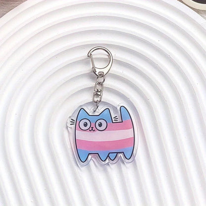 Pride Flag Cat - acrylic keyring or bag charm