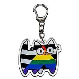 Pride Flag Cat - acrylic keyring or bag charm