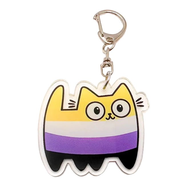 Pride Flag Cat - acrylic keyring or bag charm