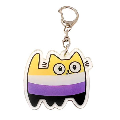Pride Flag Cat - acrylic keyring or bag charm