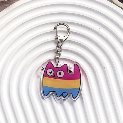 Pride Flag Cat - acrylic keyring or bag charm