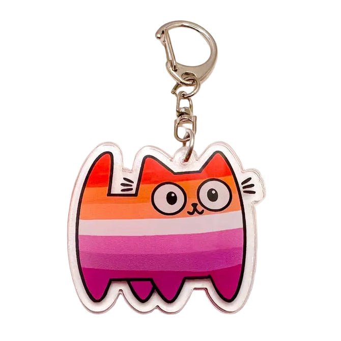 Pride Flag Cat - acrylic keyring or bag charm