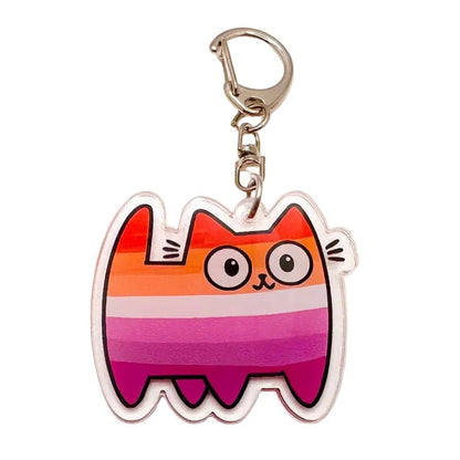 Pride Flag Cat - acrylic keyring or bag charm